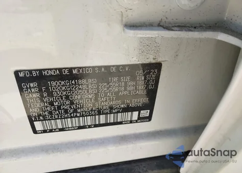 2023 Honda Hr-V Awd Sport from USA, damaged, VIN 3CZRZ2H54PM750365